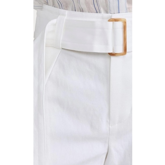 Vince Women's Belted Twill Short Cotton Linen White High Rise Pleated Pockets 16 - Picture 8 of 11